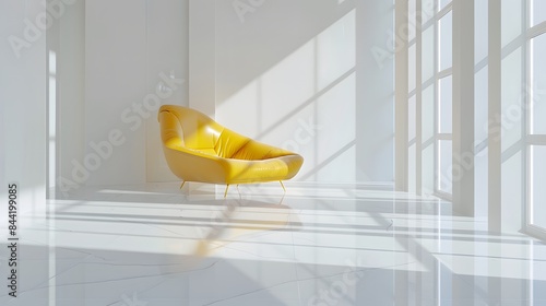 white background architecture glossy room 3d render illustration. 