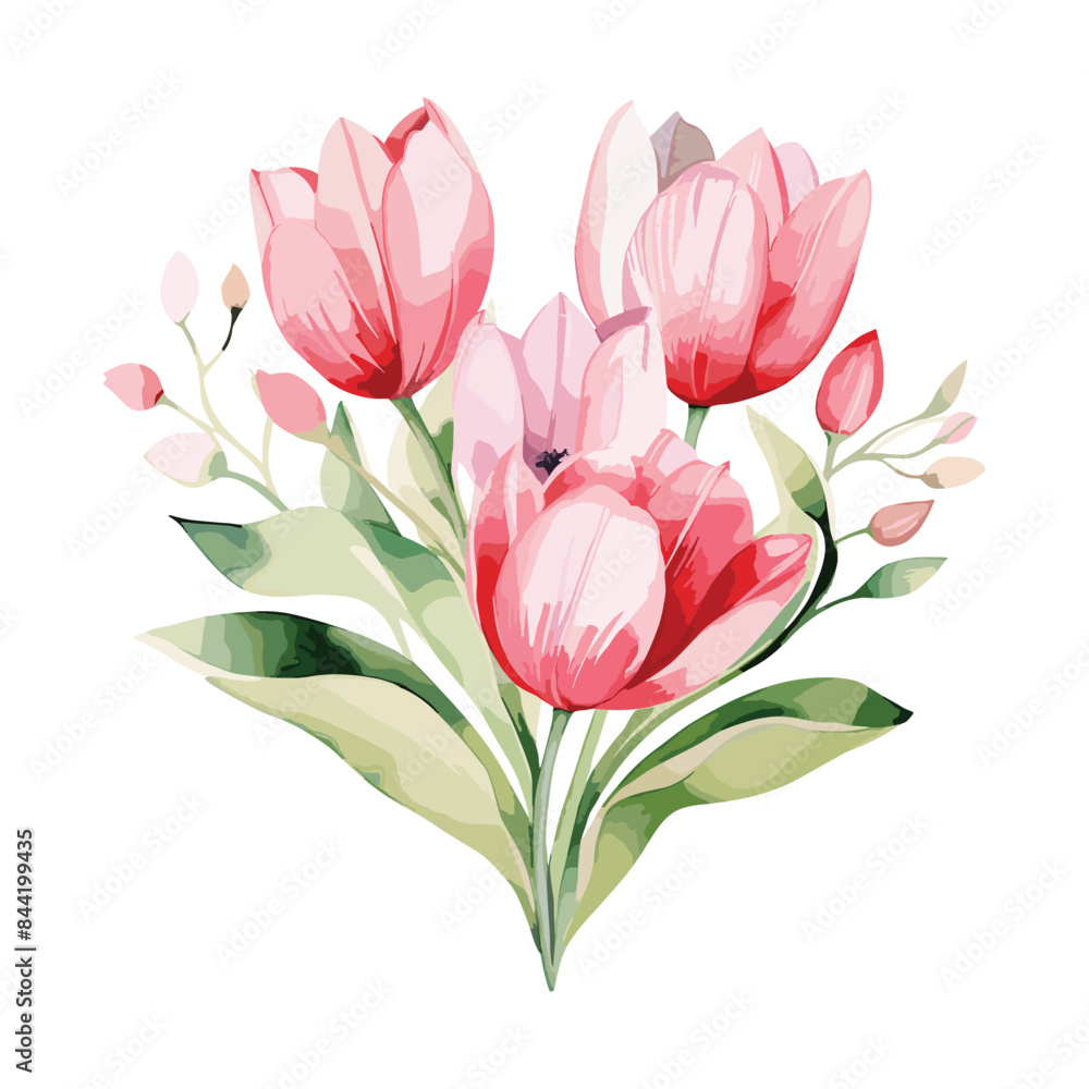 Fototapeta premium Heart shape flroal vector, watercolor floral love shape. Watercolor love shape floral butterfly vector, heart shape butterfly with floral design 