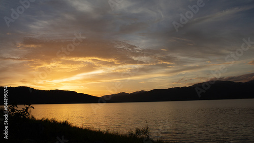 sunset over the river