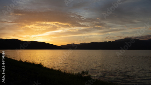 sunset over the river