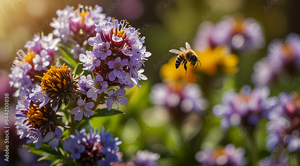 A Beautiful colorful summer spring natural flower background with Bees working on a bright sunny day with beautiful bokeh and copy space
A Beautiful colorful summer spring natural flower background with Bees working on a bright sunny day with beautiful bokeh and copy space