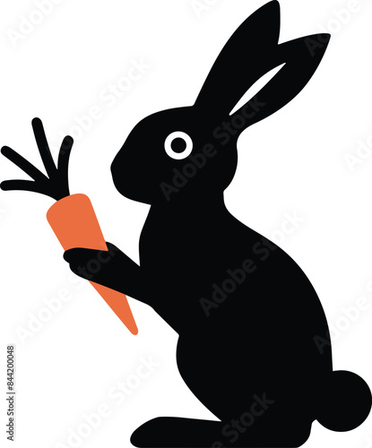 A Rabbit Holding Carrot Vector Art Illustration