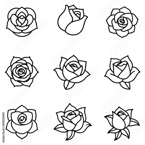  set of  icons for rose icons, in a minimalist style