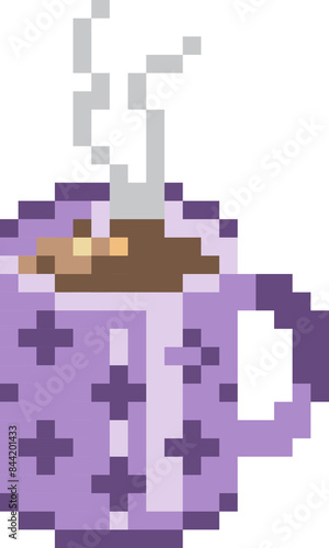 Coffee cartoon icon in pixel style