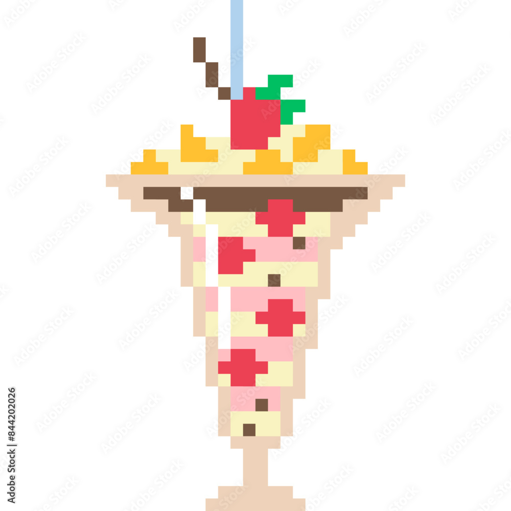 Obraz premium ice cream cartoon icon in pixel style