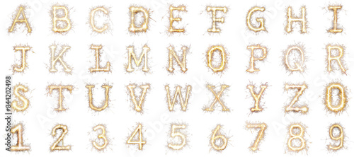 Sparklers alphabet png set mockup in 3d transparent no background for all purpose.