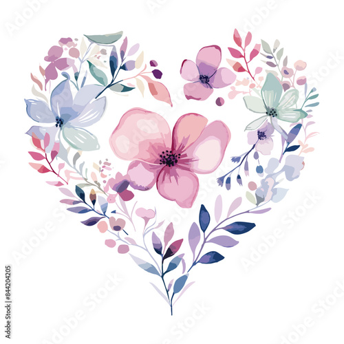 Heart shape flroal vector, watercolor floral love shape.
Watercolor love shape floral butterfly vector, heart shape butterfly with floral design photo