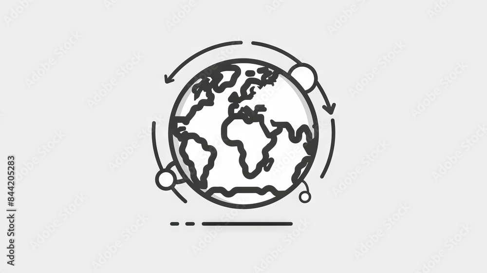 Simple line drawing of a globe, representing the interconnectedness of the world. Simple line drawing of a globe, representing the interconnectedness of the world.