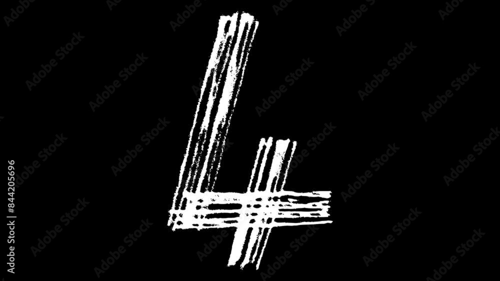 White wiggly hand drawn number four sketch lines doodle animation White wiggly hand drawn number four sketch lines doodle animation