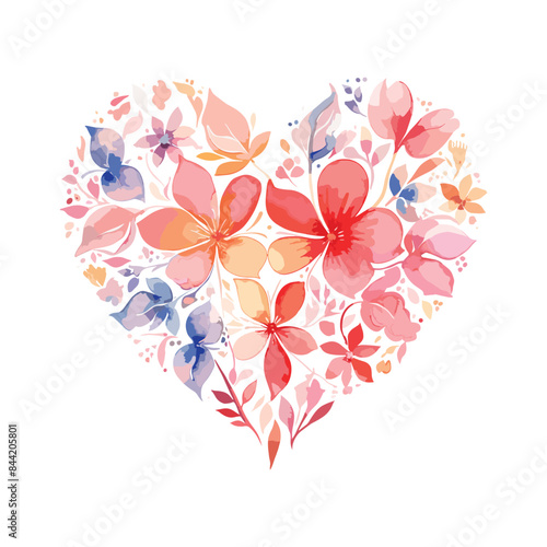 Heart shape flroal vector, watercolor floral love shape.
Watercolor love shape floral butterfly vector, heart shape butterfly with floral design photo