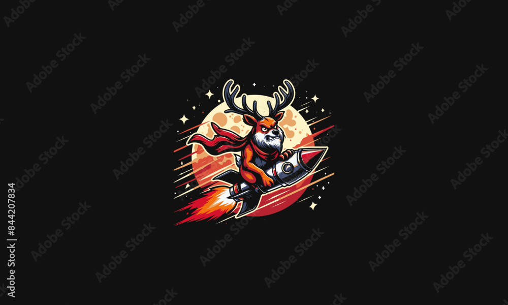 deer riding rocket angry vector artwork design deer riding rocket angry vector artwork design