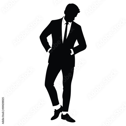 Silhouette of a young man isolated on white background 6