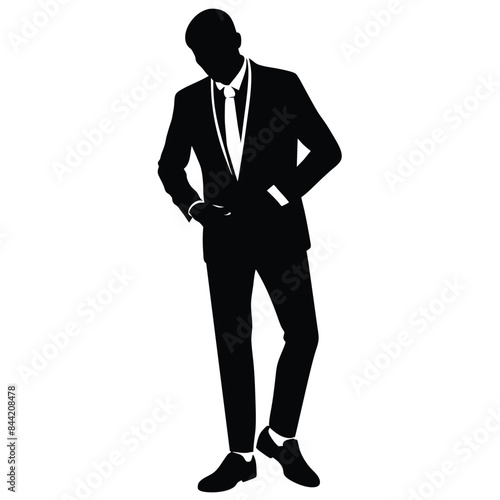 Silhouette of a young man isolated on white background 3