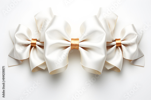 Fashionable hair white pattern Bow design in beautiful color made out of satin fabric on white background. Great hair accessory for girls and women. for funeral. © Lucky