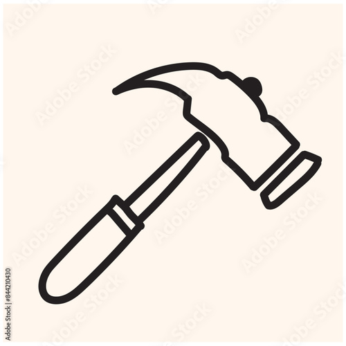 Hammer doodle isolated sign symbol with illustration stye doodle and line art