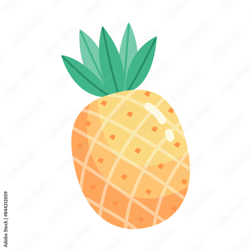 Pineapple fruit illustration isolated flat Pineapple fruit illustration isolated flat