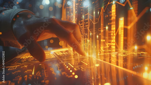 Hand Signal Pointing at Digital Financial Technology Interface