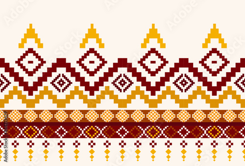 embroidery abstract Traditional geometric ethnic fabric pattern ornate elements with ethnic patterns design for textiles, rugs, clothing, sarong, scarf, batik, wrap, embroidery, print, curtain, carpet photo