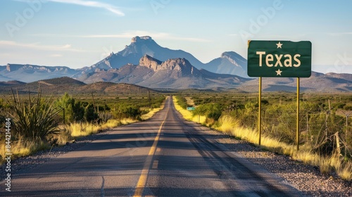Texas city main highway mountain view background