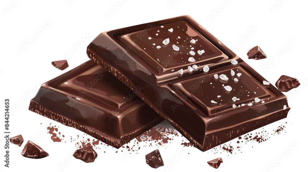 Artisanal Dark Chocolate Bar with Sea Salt Isolated on Transparent or White Background, PNG Artisanal Dark Chocolate Bar with Sea Salt Isolated on Transparent or White Background, PNG