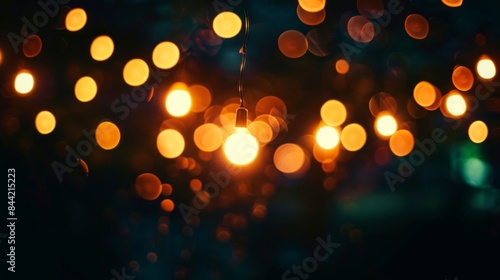 Radiant silhouette of party lights shining brightly in the darkness © Cloudyew