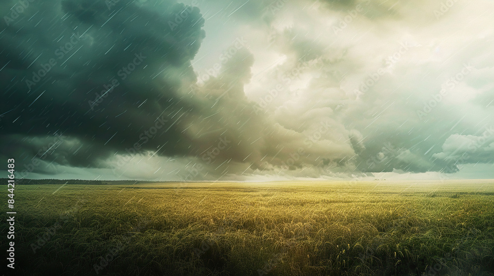 Stormy Sky over the Field at Sunset Stormy Sky over the Field at Sunset