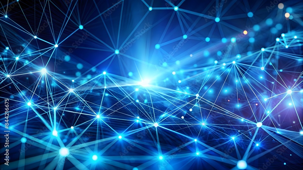 Fototapeta premium Technology concept Abstract and futuristic blue dots and lines connected together