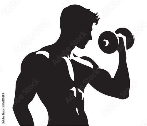 Vector silhouettes of GYM Set, a man doing Exercise