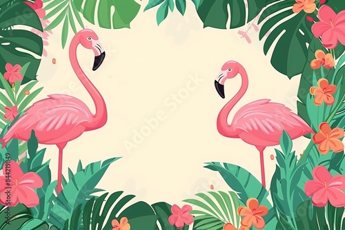 flamingo with leaves frame