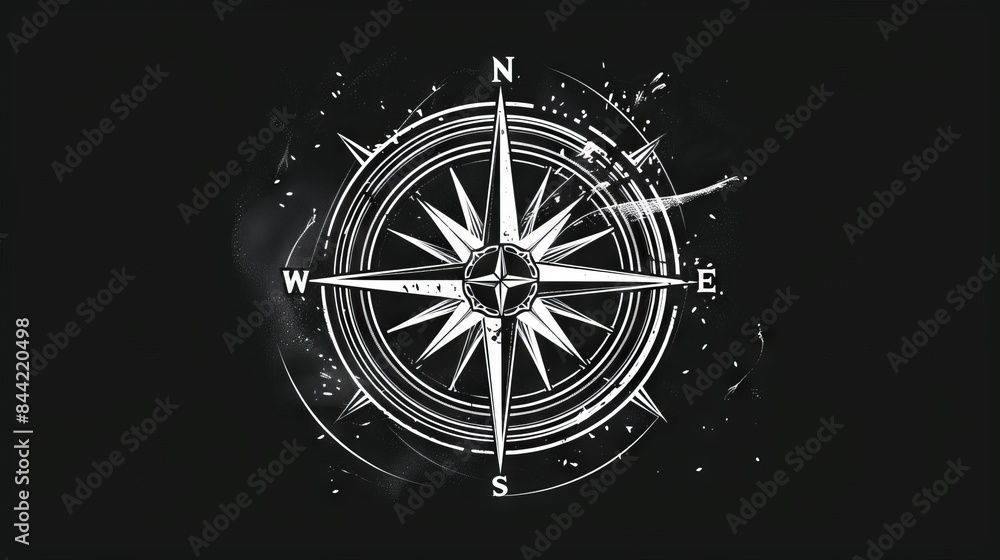 Elegant line art of a compass rose, symbolizing exploration and adventure. Elegant line art of a compass rose, symbolizing exploration and adventure.