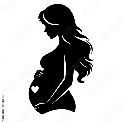 silhouette of a pregnant woman. Pregnant woman silhouette. A pregnant woman black icon on a white background
