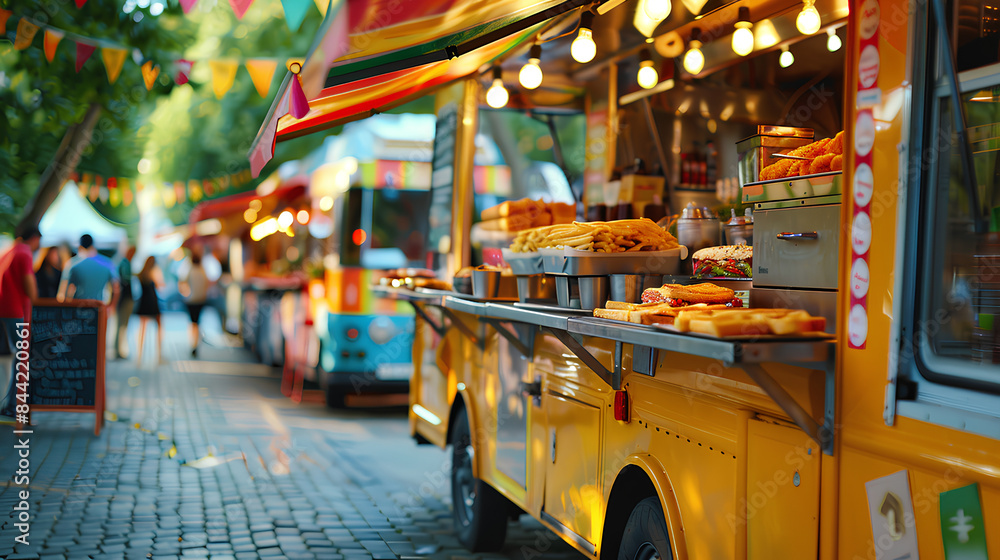 Obraz premium food truck in city festival , selective focus
