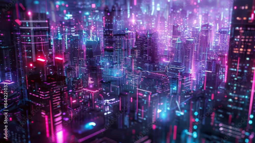 Futuristic double exposure blending neon party lights with futuristic cityscapes for a high-tech cyberpunk party experience Futuristic double exposure blending neon party lights with futuristic cityscapes for a high-tech cyberpunk party experience