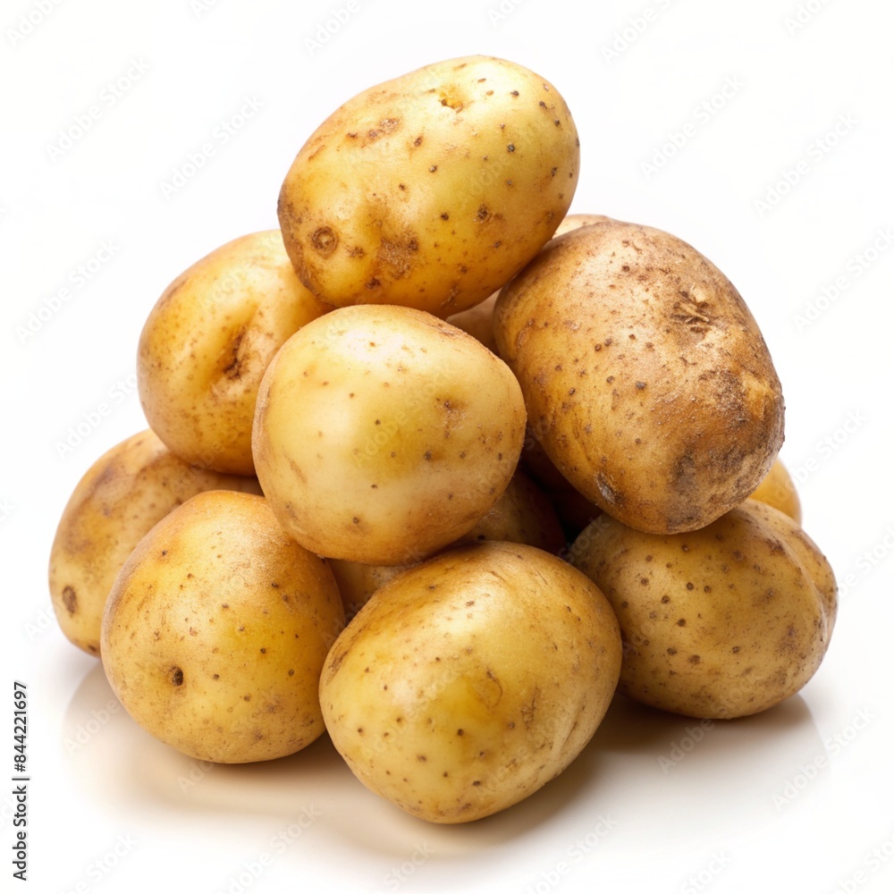 Fresh Side View Potatoes on White Background Fresh Side View Potatoes on White Background