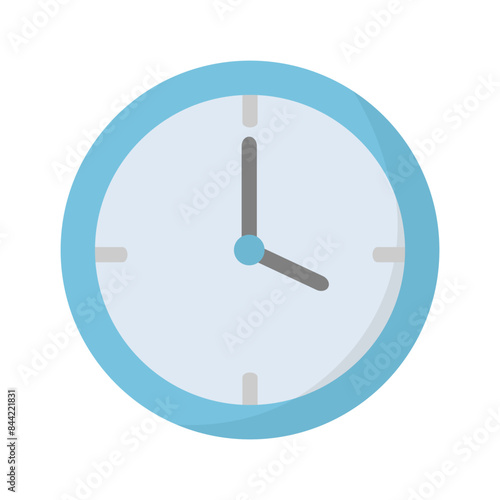 Blue clock icon vector image, flat design illustration photo