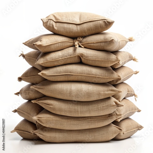 Proper Utilization of Sandbag Barricade on White Background