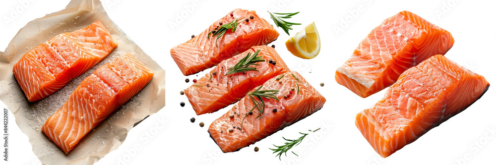 Fresh Salmon Fillet for Heart Health Isolated on Transparent or White Background, PNG Fresh Salmon Fillet for Heart Health Isolated on Transparent or White Background, PNG