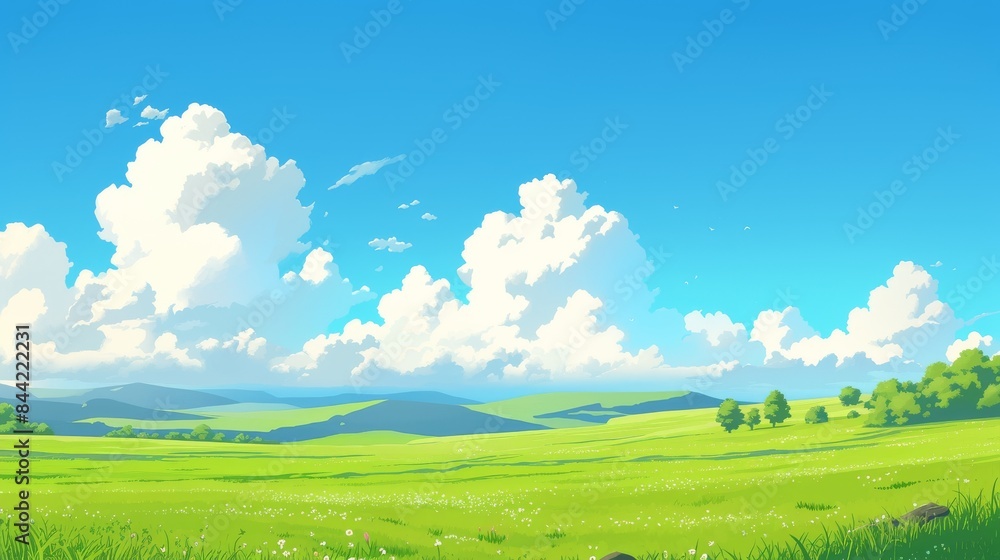 Obraz premium Tranquil Meadow Under a Summer Sky