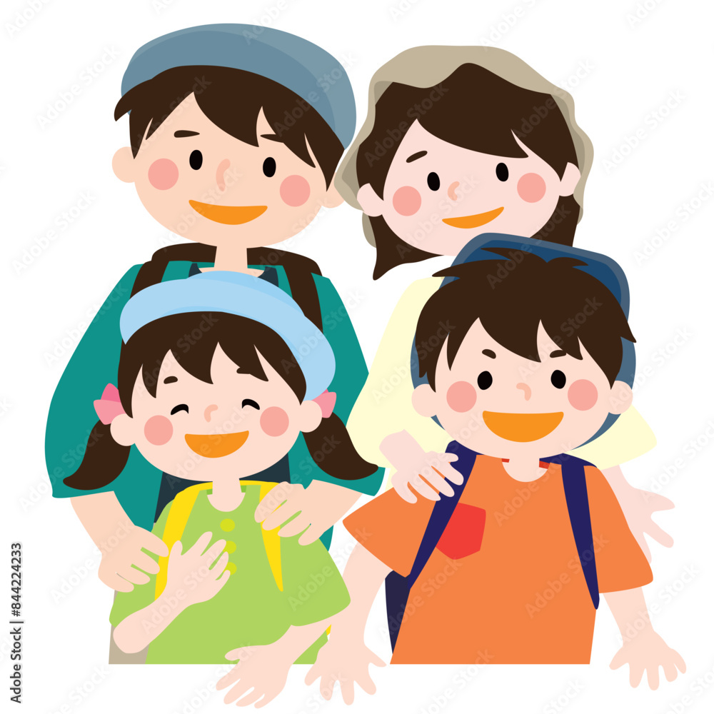 窓や枠にはめ込める親子(家族旅行)のベクターイラスト 窓や枠にはめ込める親子(家族旅行)のベクターイラスト