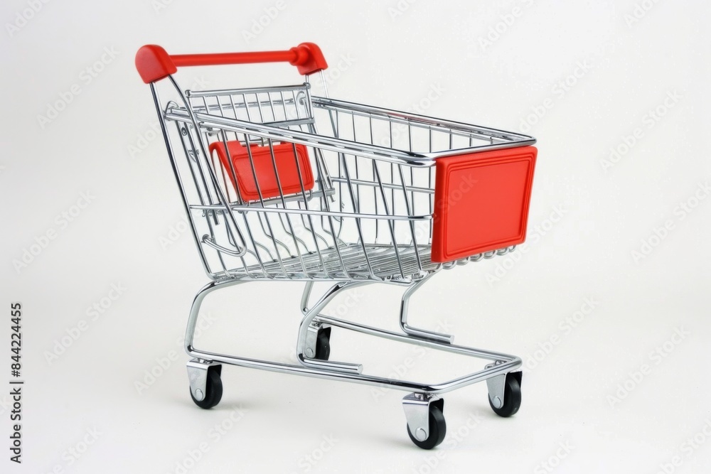 Online retail red shopping cart full thing concept Online retail red shopping cart full thing concept