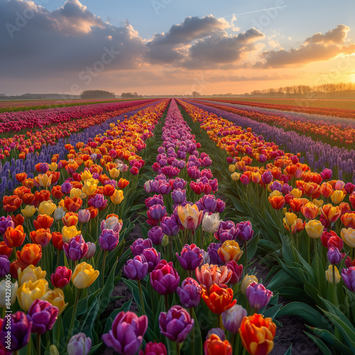 Generative AI, Discover Bollenstreek: The Colorful Bulb Region between Haarlem and Leiden Renowned for Tulip Fields photo