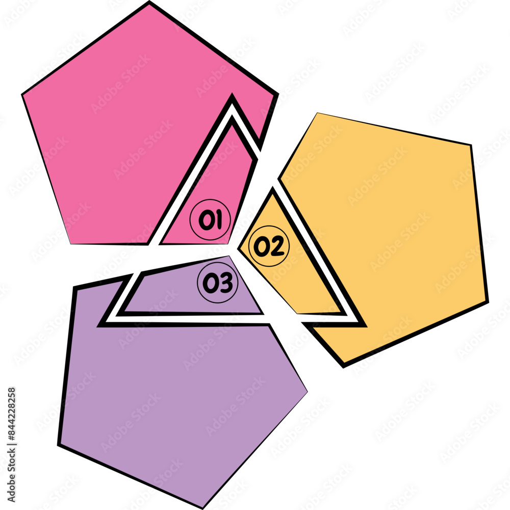 Geometric diagram divided into 3 steps, options or processes. Geometric infographic design template Geometric diagram divided into 3 steps, options or processes. Geometric infographic design template