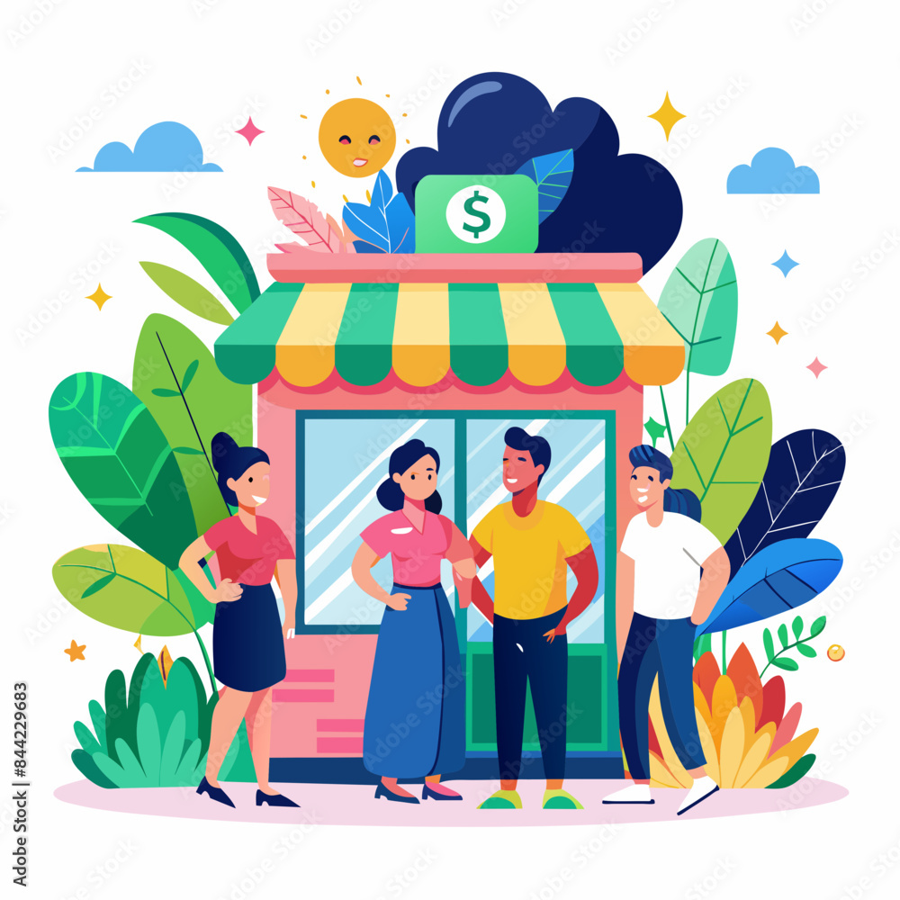 Fototapeta premium A beautiful store with lots of happy customers