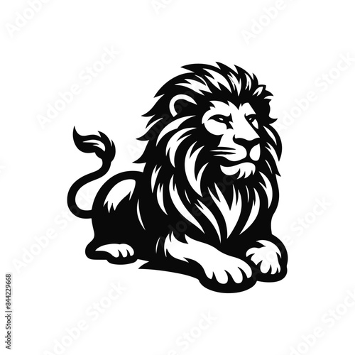 Lion Animal black silhouette vector with white color background