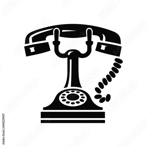 Telephone black silhouette vector with white color background