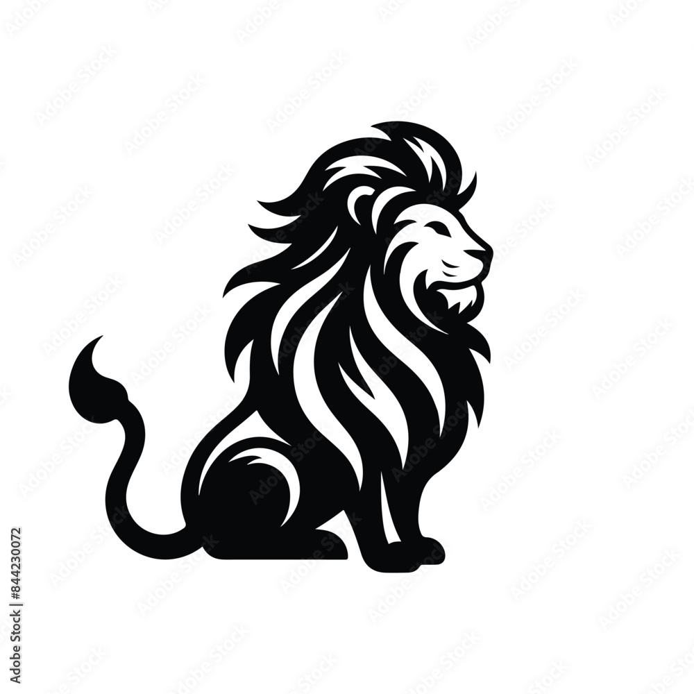 Obraz premium Lion Animal black silhouette vector with white color background
