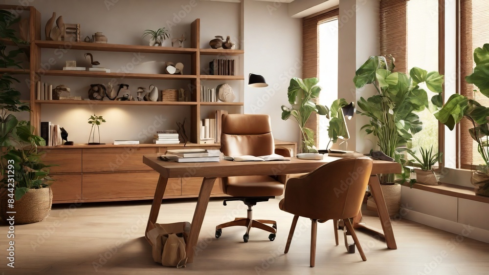 Interior design of elegant study room with a lot of books, table and chair furniture Interior design of elegant study room with a lot of books, table and chair furniture