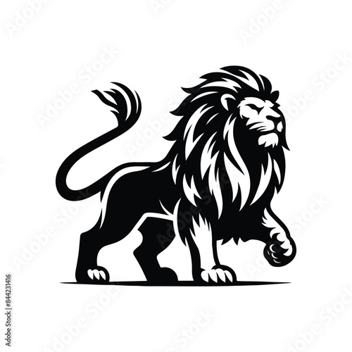 Lion Animal black silhouette vector with white color background