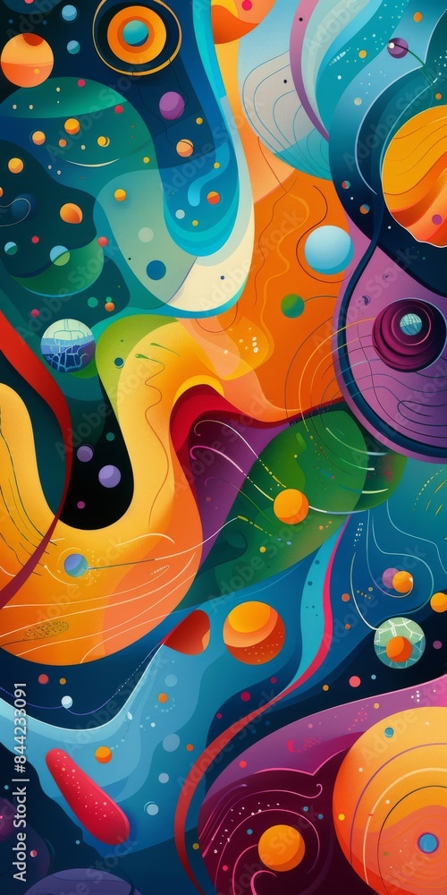 Fototapeta premium Modern conceptual art background with vibrant colors and shapes.