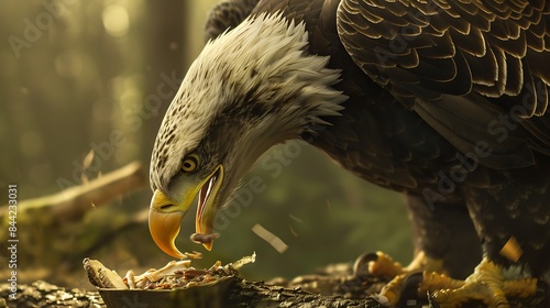 Soon eagle eating thier food photo